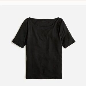 J. Crew FormKnit elbow-sleeve T Shirt Top Boatneck Tee Black Medium NEW NWT